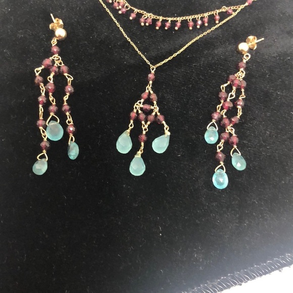 Semi precious stones hand made Wendy Mink necklace & earrings - Picture 9 of 15